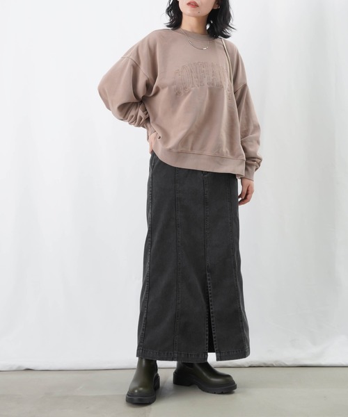 LUCA/LADY LUCK LUCA（ルカ/レディラックルカ）の「LC/LLL 硫化染めナローデニムスカート / フロントスリットデニムタイトスカート（デニムスカート・レディース・ブラック/インディゴブルー・FREE）」の10枚目の写真