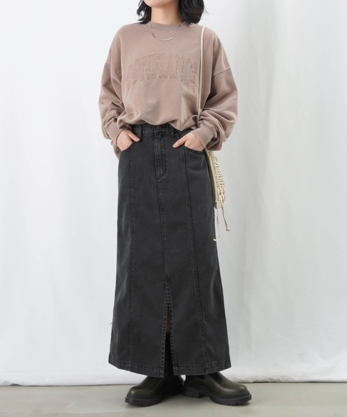 LUCA/LADY LUCK LUCA（ルカ/レディラックルカ）の「LC/LLL 硫化染めナローデニムスカート / フロントスリットデニムタイトスカート（デニムスカート・レディース・ブラック/インディゴブルー・FREE）」の13枚目の写真