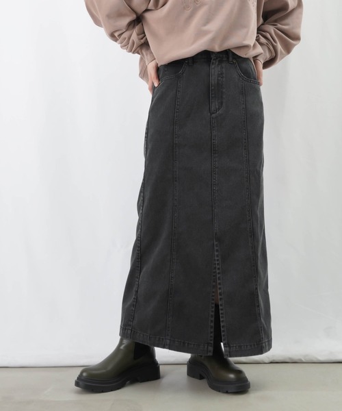 LUCA/LADY LUCK LUCA（ルカ/レディラックルカ）の「LC/LLL 硫化染めナローデニムスカート / フロントスリットデニムタイトスカート（デニムスカート・レディース・ブラック/インディゴブルー・FREE）」の14枚目の写真