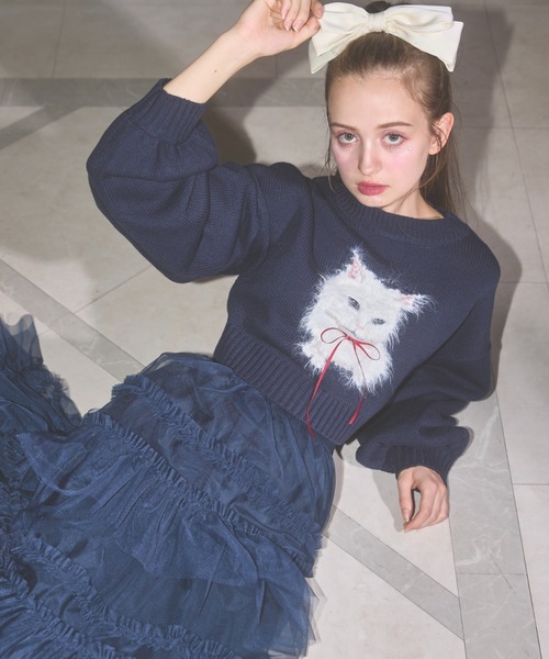 アンドエルシー　猫リリジャスニット Lovilyn（ラヴィリン）の「シャギー猫ちゃんニット（ニット