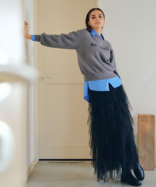 YECCA VECCA（イェッカヴェッカ）の「ラッフルチュールスカート（スカート・レディース・アイボリー/ブラック・FREE）」の4枚目の写真