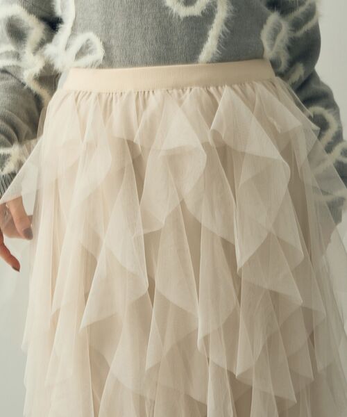 YECCA VECCA（イェッカヴェッカ）の「ラッフルチュールスカート（スカート・レディース・アイボリー/ブラック・FREE）」の5枚目の写真