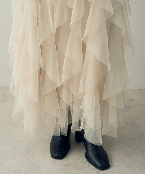 YECCA VECCA（イェッカヴェッカ）の「ラッフルチュールスカート（スカート・レディース・アイボリー/ブラック・FREE）」の6枚目の写真