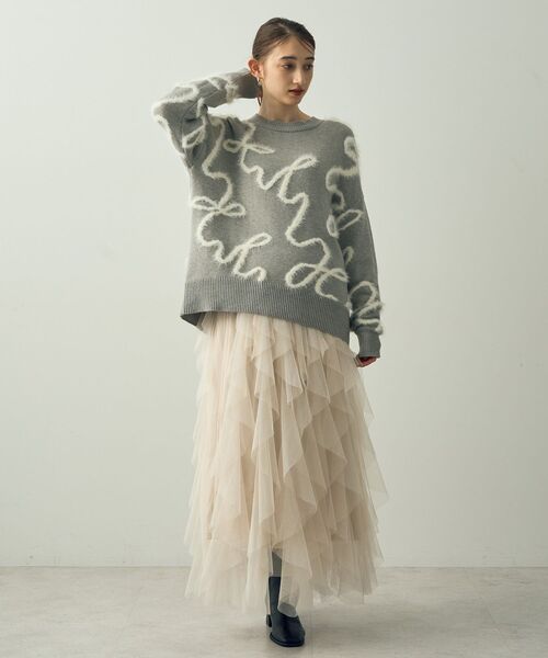 YECCA VECCA（イェッカヴェッカ）の「ラッフルチュールスカート（スカート・レディース・アイボリー/ブラック・FREE）」の8枚目の写真