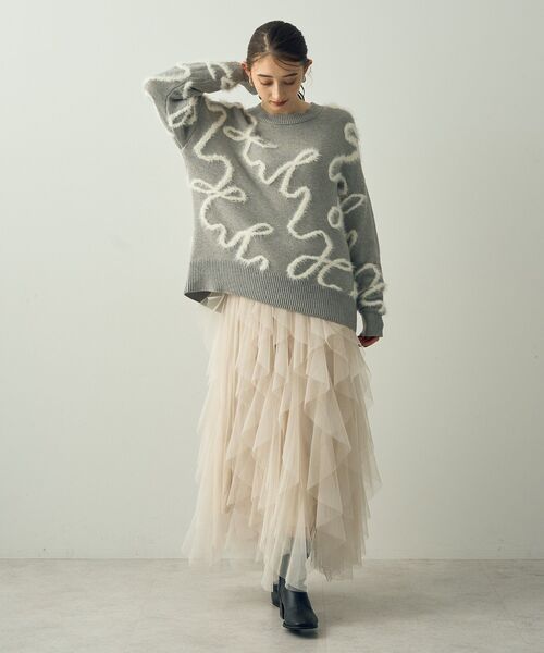 YECCA VECCA（イェッカヴェッカ）の「ラッフルチュールスカート（スカート・レディース・アイボリー/ブラック・FREE）」の9枚目の写真