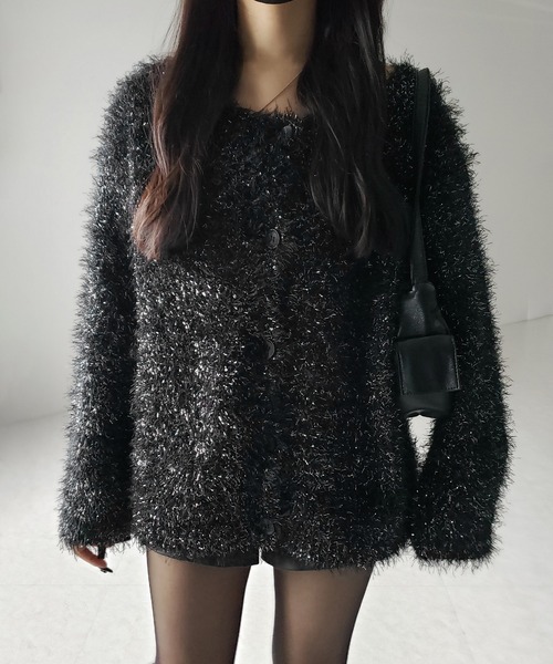 カーディガン 「 ２color 」ラメシャギーオーバーニットカーディガン ／ rame shaggy over knit cardigan レディース セール】【 2color 】ラメシャギーオーバーニットカーディガン