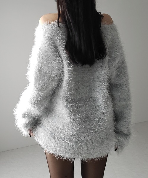 me+em select(ミームセレクト)の「※※【 2color 】ラメシャギーオーバーニットカーディガン / rame shaggy over knit cardigan(カーディガン/ボレロ・レディース・ブラック/シルバー・FREE)」の16枚目の写真