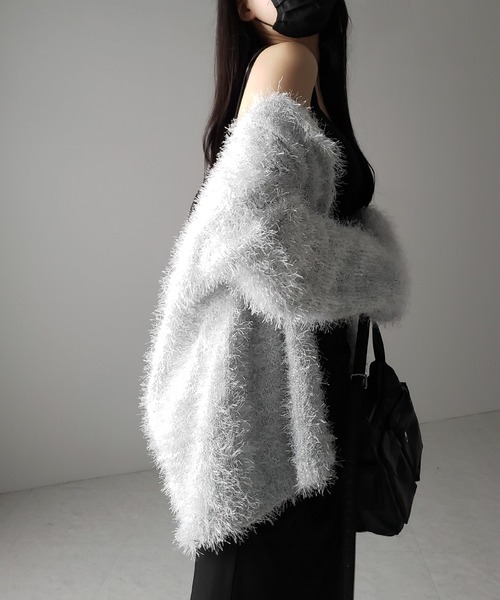 me+em select(ミームセレクト)の「※※【 2color 】ラメシャギーオーバーニットカーディガン / rame shaggy over knit cardigan(カーディガン/ボレロ・レディース・ブラック/シルバー・FREE)」の20枚目の写真