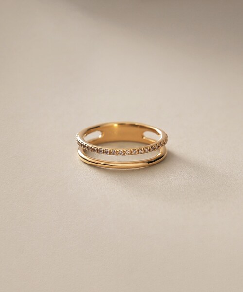 COCOSHNIK / ココシュニック K18ダイヤモンド アラシパヴェ ラウンドネックレス K18ダイヤモンド スリット リング（リング）｜COCOSHNIK（ココシュ