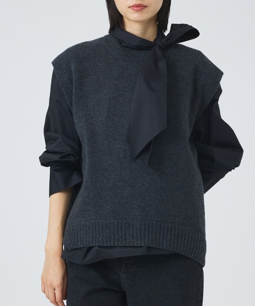 qualite（カリテ）の「ウールグアイウールニットベスト/冬服/オフィスカジュアル（ベスト・レディース・ライラック/チャコールグレー/ライトブルー・フリー）」の21枚目の写真