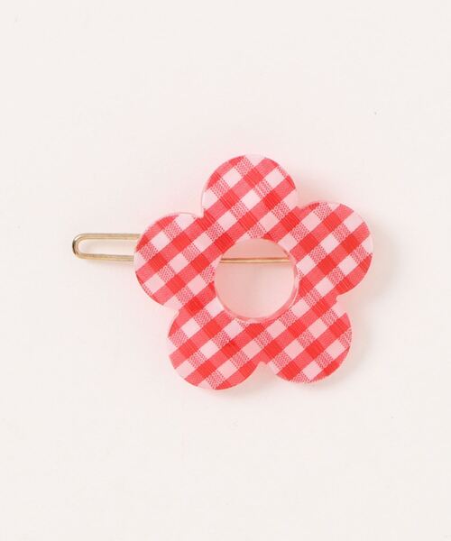 bibmilk(ビブミルク)の「BIBMILK GINGHAM FLOWER BARRETTE 4cm(バレッタ/ヘアクリップ・キッズ・ブルー/レッド/ブラック・ONE SIZE)」の1枚目の写真