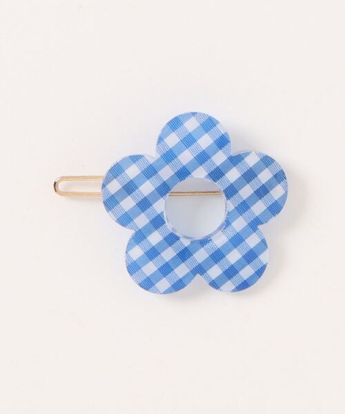 bibmilk(ビブミルク)の「BIBMILK GINGHAM FLOWER BARRETTE 4cm(バレッタ/ヘアクリップ・キッズ・ブルー/レッド/ブラック・ONE SIZE)」の3枚目の写真