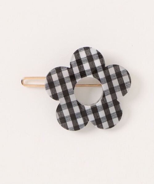 bibmilk(ビブミルク)の「BIBMILK GINGHAM FLOWER BARRETTE 4cm(バレッタ/ヘアクリップ・キッズ・ブルー/レッド/ブラック・ONE SIZE)」の2枚目の写真