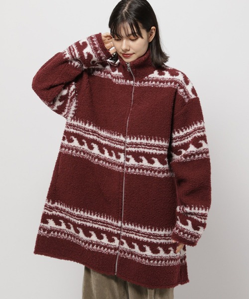 niko and...(ニコアンド)の「トライバルボアミニワンピース(ワンピース・レディース・チャコール/アイボリー/レッド・FREE)」の3枚目の写真