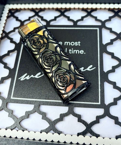 セール】薔薇 デザイン 空洞タイプ ライター ホルダー 【 BIC