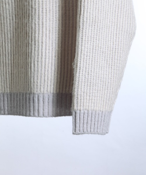 ZIP FIVE -White Line-(ジップファイブホワイトライン)の「【White Line】 コントラスト クルー ニット / 短丈 ニット / セーター(ニット/セーター・メンズ・ブラック/オレンジ/グレー/オリーブ/アイボリー・MEDIUM/X-LARGE/LARGE)」の7枚目の写真