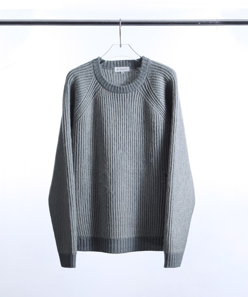 ZIP FIVE -White Line-(ジップファイブホワイトライン)の「【White Line】 コントラスト クルー ニット / 短丈 ニット / セーター(ニット/セーター・メンズ・ブラック/オレンジ/グレー/オリーブ/アイボリー・MEDIUM/X-LARGE/LARGE)」の19枚目の写真