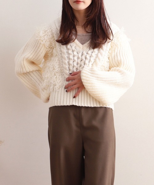 【NOAHL】Vネックデザインニットプルオーバー（ニット/セーター）｜NOAHL（ノアル）