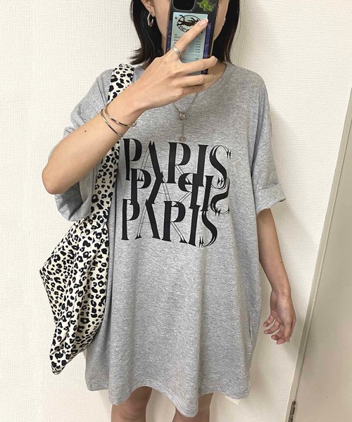 NANEA(ナネア)の「PARISロゴプリントTシャツ(Tシャツ/カットソー・レディース・ホワイト/ブラック/グレー・LARGE/X-LARGE/XX-LARGE/XXX-LARGE)」の3枚目の写真