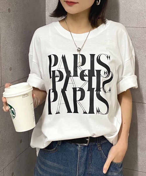 NANEA(ナネア)の「PARISロゴプリントTシャツ(Tシャツ/カットソー・レディース・ホワイト/ブラック/グレー・LARGE/X-LARGE/XX-LARGE/XXX-LARGE)」の4枚目の写真