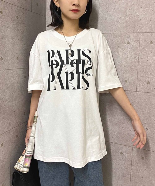 NANEA(ナネア)の「PARISロゴプリントTシャツ(Tシャツ/カットソー・レディース・ホワイト/ブラック/グレー・LARGE/X-LARGE/XX-LARGE/XXX-LARGE)」の5枚目の写真
