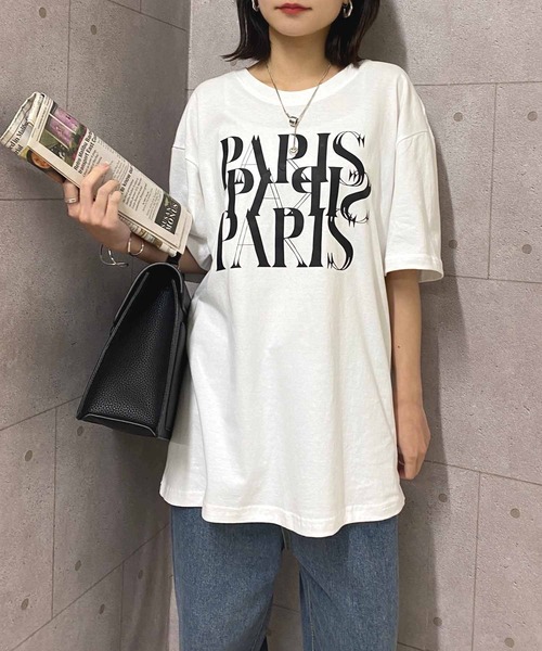 NANEA(ナネア)の「PARISロゴプリントTシャツ(Tシャツ/カットソー・レディース・ホワイト/ブラック/グレー・LARGE/X-LARGE/XX-LARGE/XXX-LARGE)」の6枚目の写真