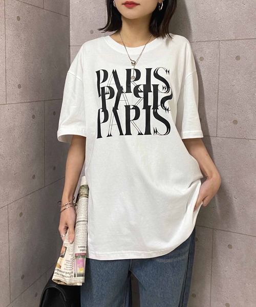 NANEA(ナネア)の「PARISロゴプリントTシャツ(Tシャツ/カットソー・レディース・ホワイト/ブラック/グレー・LARGE/X-LARGE/XX-LARGE/XXX-LARGE)」の8枚目の写真