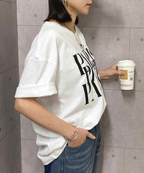 NANEA(ナネア)の「PARISロゴプリントTシャツ(Tシャツ/カットソー・レディース・ホワイト/ブラック/グレー・LARGE/X-LARGE/XX-LARGE/XXX-LARGE)」の22枚目の写真