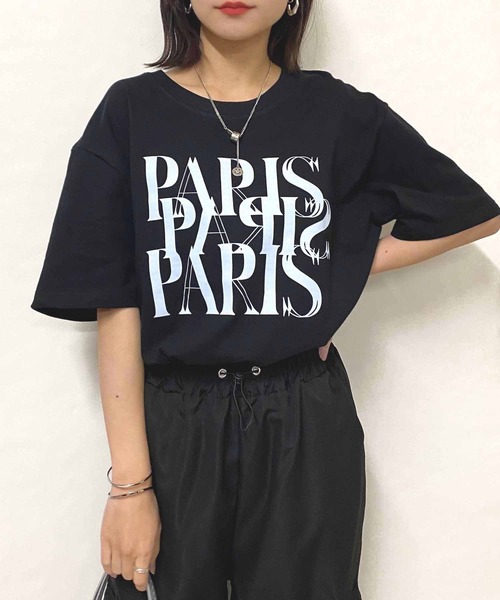 NANEA(ナネア)の「PARISロゴプリントTシャツ(Tシャツ/カットソー・レディース・ホワイト/ブラック/グレー・LARGE/X-LARGE/XX-LARGE/XXX-LARGE)」の9枚目の写真