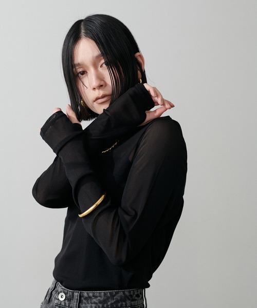 LARUTA（ラルータ）の「【LARUTA】メッシュチュールプルオーバー（Tシャツ/カットソー・レディース・グレー/チャコールグレー/ピンク/ブラック/オフホワイト・FREE）」の12枚目の写真