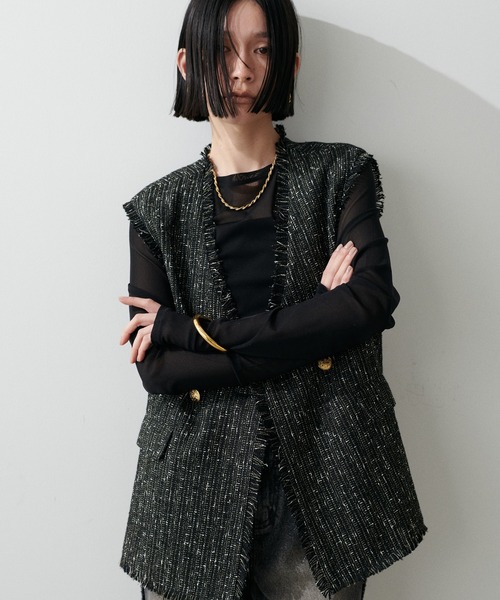 LARUTA（ラルータ）の「【LARUTA】メッシュチュールプルオーバー（Tシャツ/カットソー・レディース・グレー/チャコールグレー/ピンク/ブラック/オフホワイト・FREE）」の18枚目の写真