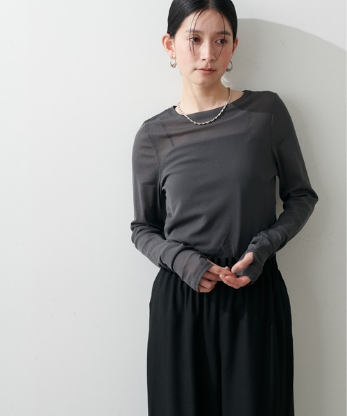LARUTA（ラルータ）の「【LARUTA】メッシュチュールプルオーバー（Tシャツ/カットソー・レディース・グレー/チャコールグレー/ピンク/ブラック/オフホワイト・FREE）」の21枚目の写真