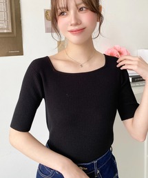 選べるネックデザイン　アンチピリング＋抗UV＋自宅で洗える！ホールガーメント半袖ニットプルオーバー