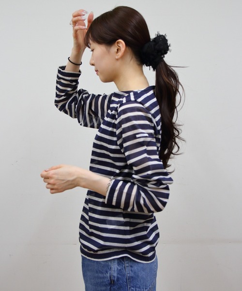 ORCIVAL（オーシバル）の「ORCIVAL/オーシバル　シースルー　ボートネックロングスリーブ　SEE THROUGH BOATNECK LONGSLEEVE P.O.　OR-C0461 STJ（Tシャツ/カットソー・レディース・サックスブルー/ネイビー/ホワイト/アッシュグレー・2）」の12枚目の写真