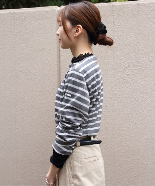 ORCIVAL/オーシバル シースルー ボートネックロングスリーブ SEE
