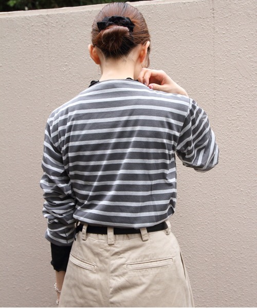 ORCIVAL（オーシバル）の「ORCIVAL/オーシバル　シースルー　ボートネックロングスリーブ　SEE THROUGH BOATNECK LONGSLEEVE P.O.　OR-C0461 STJ（Tシャツ/カットソー・レディース・サックスブルー/ネイビー/ホワイト/アッシュグレー・2）」の11枚目の写真