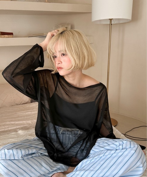 PILIT（ピリット）の「ボートネックシアールーズニット（ニット/セーター・レディース・ピンク/ブラック/グレー/オフホワイト・MEDIUM）」の20枚目の写真