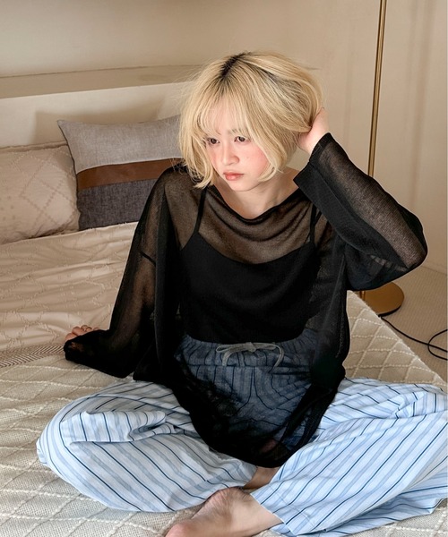 PILIT（ピリット）の「ボートネックシアールーズニット（ニット/セーター・レディース・ピンク/ブラック/グレー/オフホワイト・MEDIUM）」の21枚目の写真