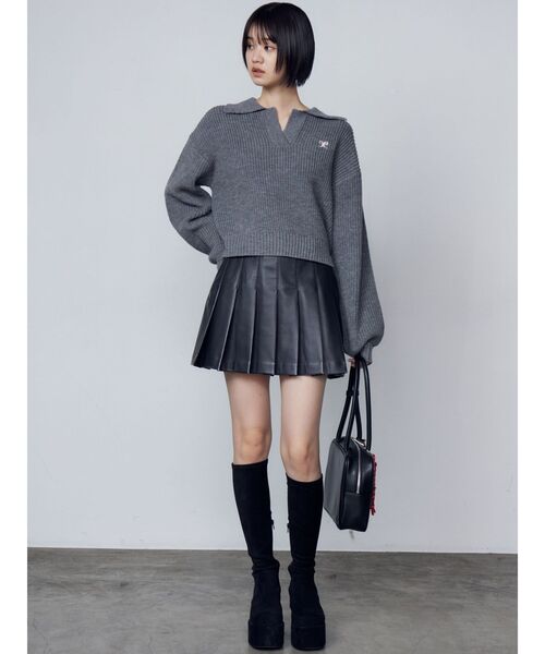 EMODA（エモダ）の「スキッパーワイドニット（ニット/セーター・レディース・ブラック/グレー/レッド/その他・FREE）」の9枚目の写真