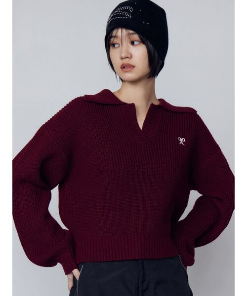 EMODA（エモダ）の「スキッパーワイドニット（ニット/セーター・レディース・ブラック/グレー/レッド/その他・FREE）」の11枚目の写真