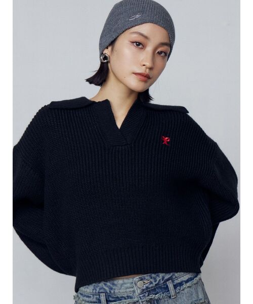 EMODA（エモダ）の「スキッパーワイドニット（ニット/セーター・レディース・ブラック/グレー/レッド/その他・FREE）」の15枚目の写真