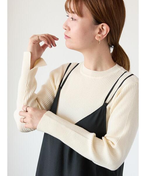 Lugnoncure（ルノンキュール）の「ラメ混クルーネックリブニット（ニット/セーター・レディース・グレー/ブラック/オフホワイト・F）」の8枚目の写真