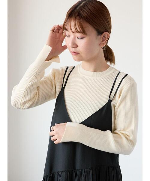 Lugnoncure（ルノンキュール）の「ラメ混クルーネックリブニット（ニット/セーター・レディース・グレー/ブラック/オフホワイト・F）」の6枚目の写真