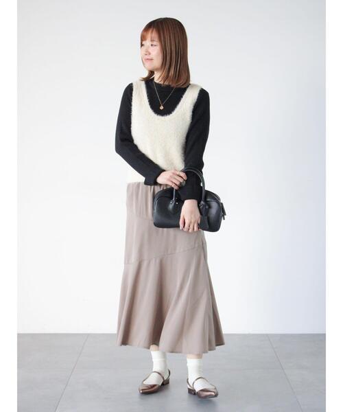 Lugnoncure（ルノンキュール）の「ラメ混クルーネックリブニット（ニット/セーター・レディース・グレー/ブラック/オフホワイト・F）」の14枚目の写真