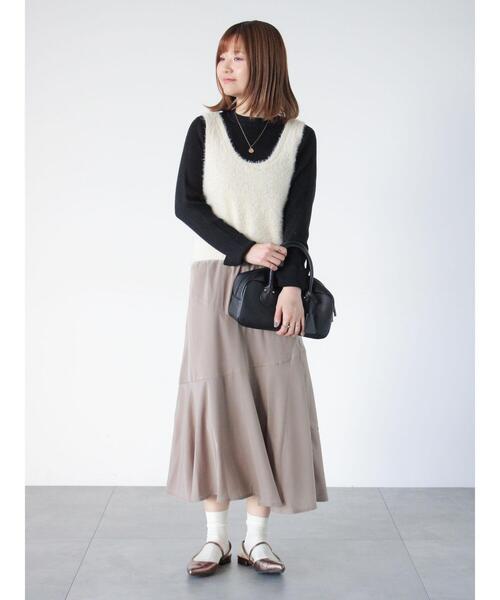 Lugnoncure（ルノンキュール）の「ラメ混クルーネックリブニット（ニット/セーター・レディース・グレー/ブラック/オフホワイト・F）」の16枚目の写真