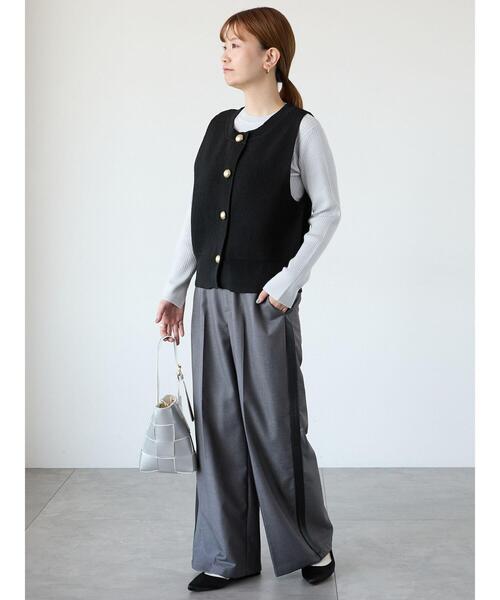 Lugnoncure（ルノンキュール）の「ラメ混クルーネックリブニット（ニット/セーター・レディース・グレー/ブラック/オフホワイト・F）」の21枚目の写真