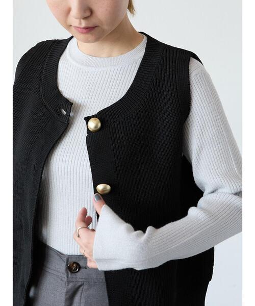 Lugnoncure（ルノンキュール）の「ラメ混クルーネックリブニット（ニット/セーター・レディース・グレー/ブラック/オフホワイト・F）」の13枚目の写真