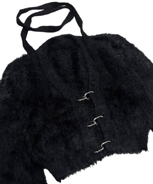 XU(エックスユー)の「【Never mind the XU】tie set knit cardigan / 【ネバーマインド ザ エックスユー】ネクタイセットニット長袖カーディガン(カーディガン/ボレロ・レディース・ホワイト/ライトグレー/ブラック・ONE SIZE)」の6枚目の写真
