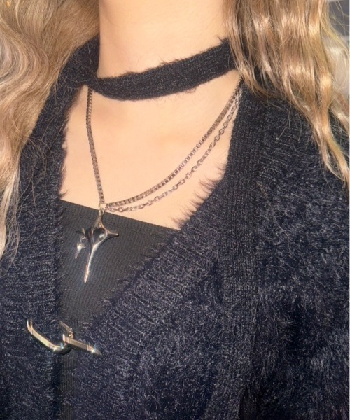 XU(エックスユー)の「【Never mind the XU】tie set knit cardigan / 【ネバーマインド ザ エックスユー】ネクタイセットニット長袖カーディガン(カーディガン/ボレロ・レディース・ホワイト/ライトグレー/ブラック・ONE SIZE)」の9枚目の写真