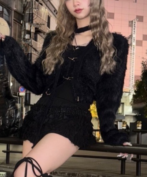 XU(エックスユー)の「【Never mind the XU】tie set knit cardigan / 【ネバーマインド ザ エックスユー】ネクタイセットニット長袖カーディガン(カーディガン/ボレロ・レディース・ホワイト/ライトグレー/ブラック・ONE SIZE)」の19枚目の写真